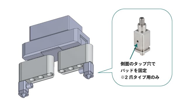 側面のタップ穴でアタッチメントを固定